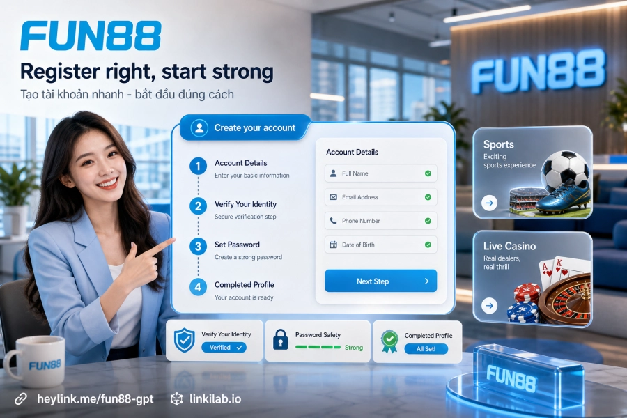 hướng dẫn tạo tài khoản Fun88 điều kiện và thao tác đăng ký 2026