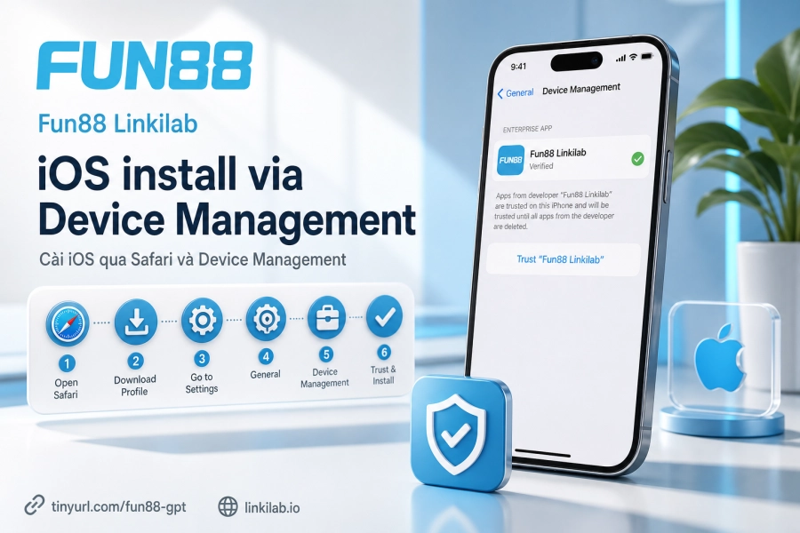 cài app Fun88 iOS Safari Device Management xác nhận cấu hình tin cậy